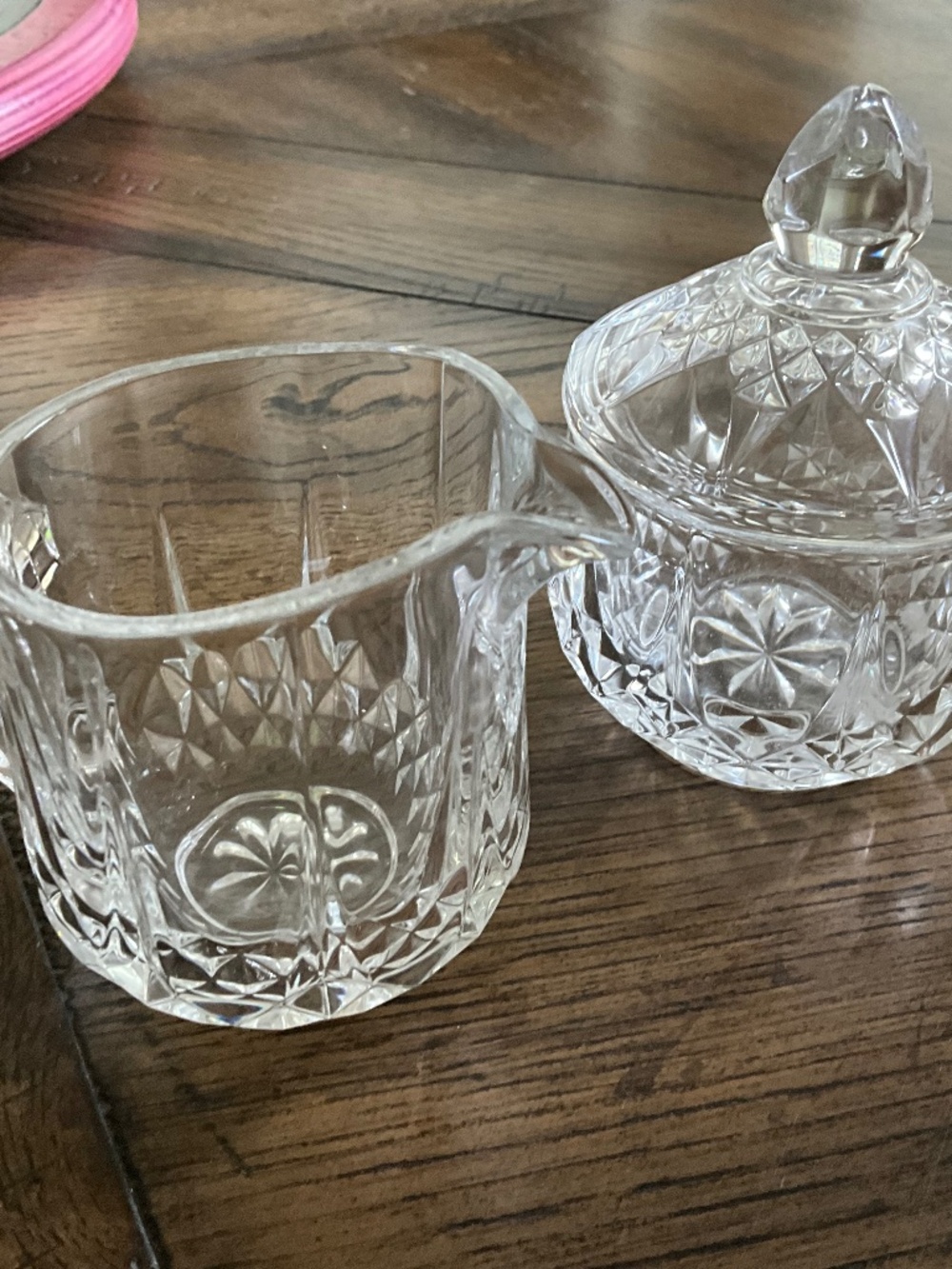 Crystal creamer and sugar set